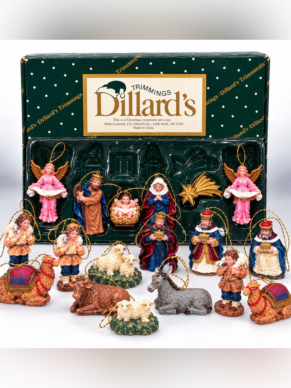 Vintage Dillard’s Trimmings Nativity Ornaments 19 Pc Christmas